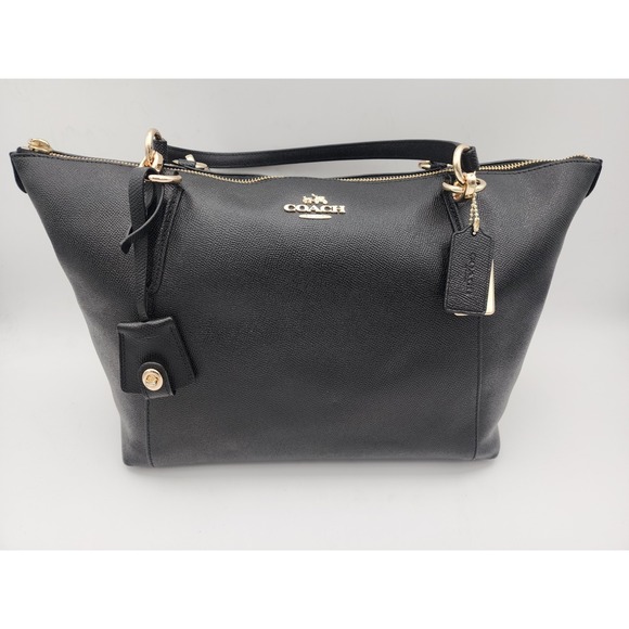 Coach Ava Tote Crossgrain Black Leather Shoulder Bag with Gold F57526 - Picture 13 of 15